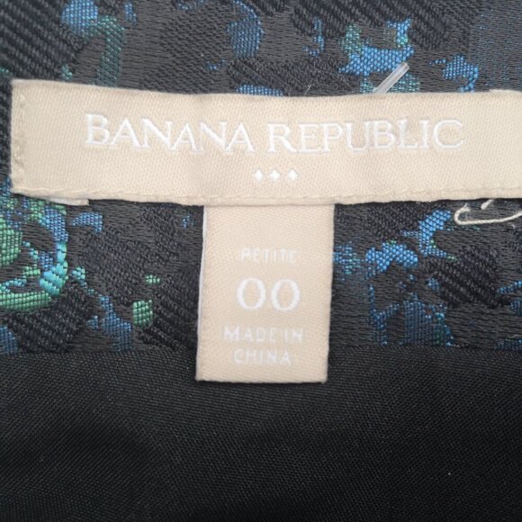 Banana Republic Ladies Size 00 Petite Green Blue Black Patterned A-line Skirt - Picture 3 of 9